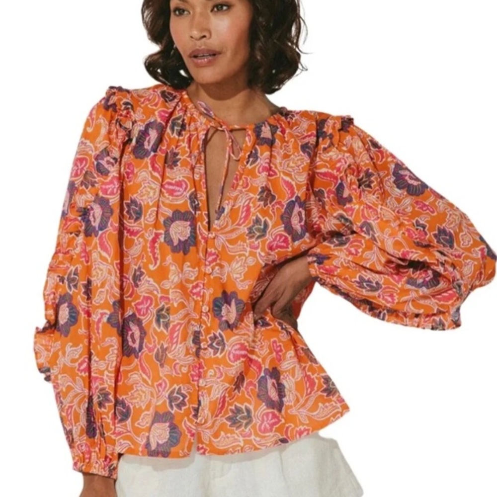 Cleobella Talia Tie Neck Tassel Tropique Print